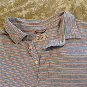 Faherty Blue and Pink Striped Polo Shirt